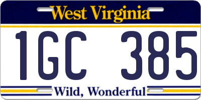 WV license plate 1GC385
