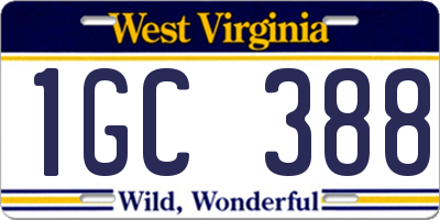 WV license plate 1GC388