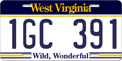 WV license plate 1GC391