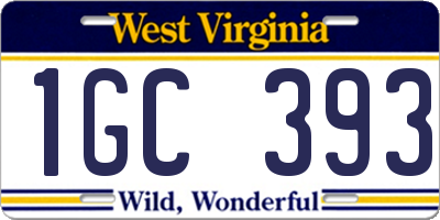 WV license plate 1GC393
