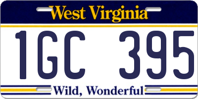 WV license plate 1GC395
