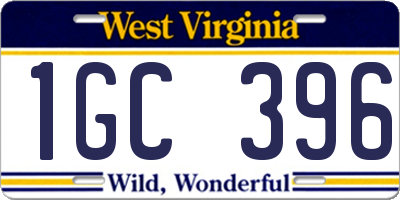 WV license plate 1GC396