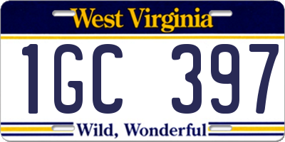 WV license plate 1GC397