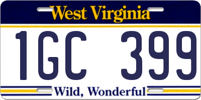 WV license plate 1GC399