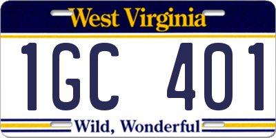 WV license plate 1GC401