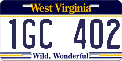 WV license plate 1GC402