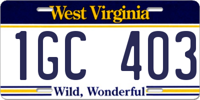 WV license plate 1GC403