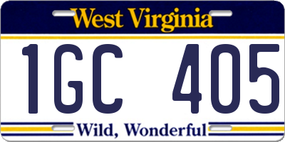 WV license plate 1GC405