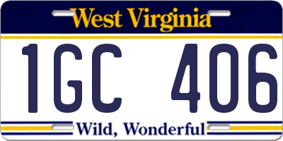 WV license plate 1GC406