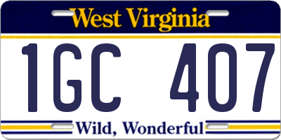 WV license plate 1GC407