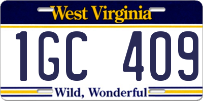 WV license plate 1GC409