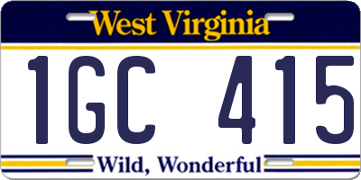 WV license plate 1GC415