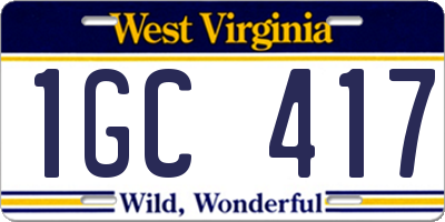 WV license plate 1GC417