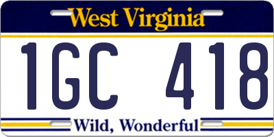 WV license plate 1GC418