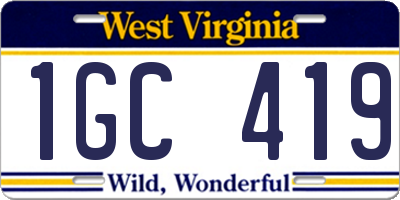 WV license plate 1GC419