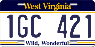 WV license plate 1GC421