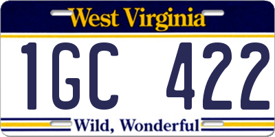 WV license plate 1GC422
