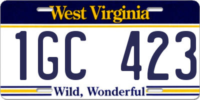 WV license plate 1GC423