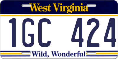 WV license plate 1GC424