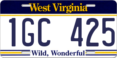 WV license plate 1GC425