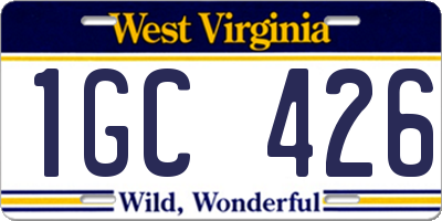 WV license plate 1GC426
