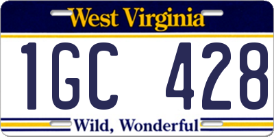 WV license plate 1GC428