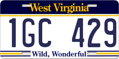 WV license plate 1GC429