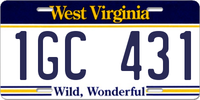 WV license plate 1GC431