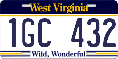 WV license plate 1GC432