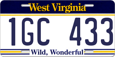 WV license plate 1GC433