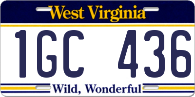 WV license plate 1GC436