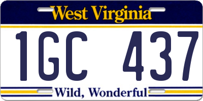 WV license plate 1GC437