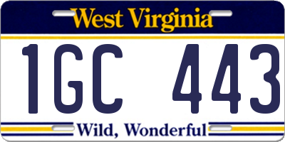 WV license plate 1GC443