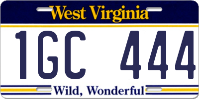 WV license plate 1GC444