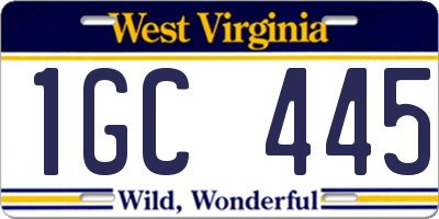 WV license plate 1GC445