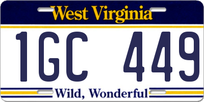 WV license plate 1GC449