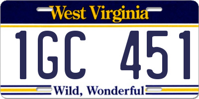 WV license plate 1GC451