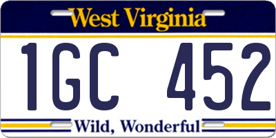 WV license plate 1GC452