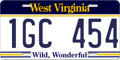 WV license plate 1GC454