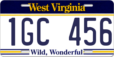 WV license plate 1GC456