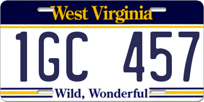 WV license plate 1GC457