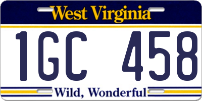 WV license plate 1GC458