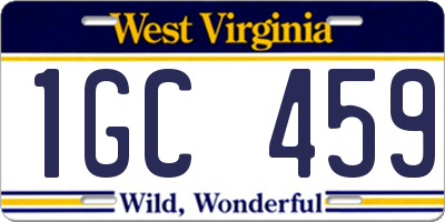 WV license plate 1GC459