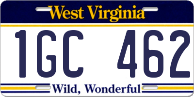 WV license plate 1GC462