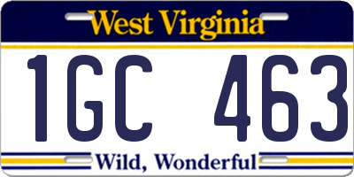WV license plate 1GC463