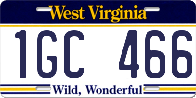 WV license plate 1GC466
