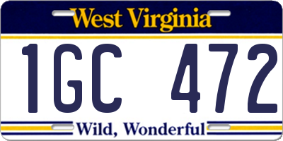 WV license plate 1GC472