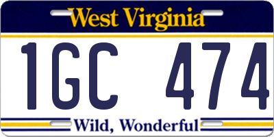WV license plate 1GC474