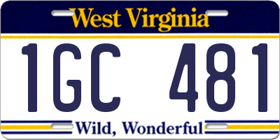 WV license plate 1GC481