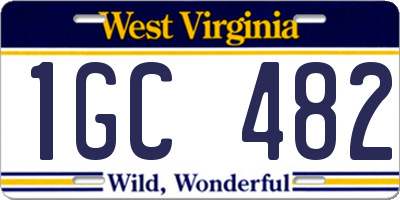 WV license plate 1GC482